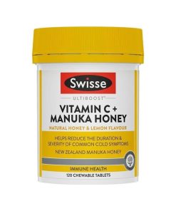 Swisse 维生素C＋麦卢卡蜂蜜咀嚼片 120粒 维C抗氧化美白 增强免疫系统健康 Vitamin C + Manuka Honey