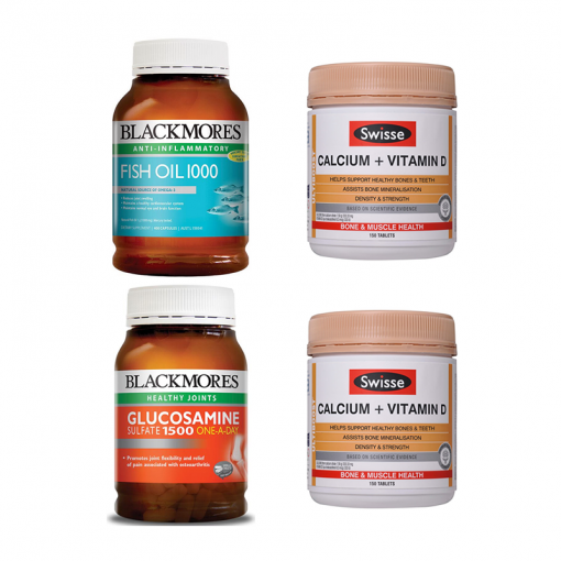 骨骼关节健康套装 Blackmores深海鱼油+Blackmores维骨力+Swisse钙D片两瓶