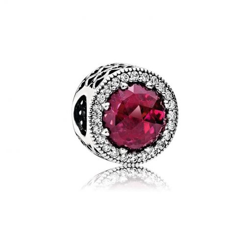 Pandora潘多拉 791725NCC 樱桃红闪亮的心Cerise Radiant Hearts Openwork Charm