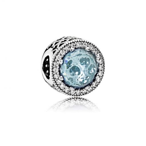 Pandora潘多拉 791725NGL 冰河蓝闪耀之心Glacier Blue Radiant Hearts Charm