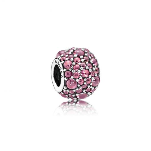 Pandora潘多拉 791755HCZ 粉色金银花闪烁水滴 Honeysuckle Pink Shimmering Droplet Charm