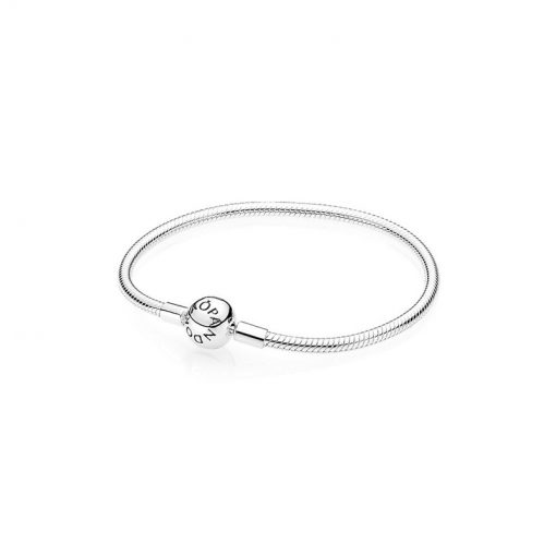 Pandora潘多拉 590728 MOMENTS光滑银扣手链蛇链 Smooth Clasp Bracelet