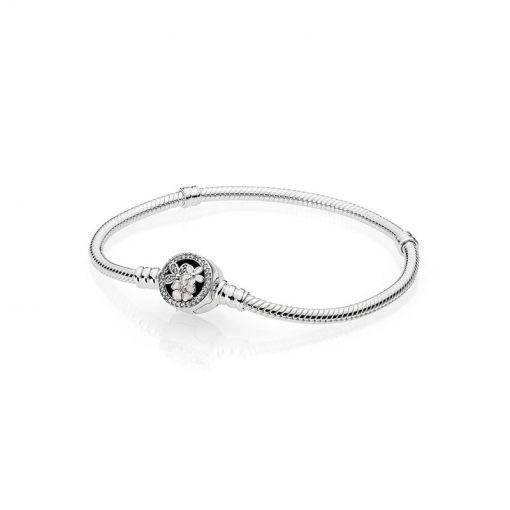 Pandora潘多拉 590744CZ 诗花绽放链扣银手链 MOMENTS Bracelet with Poetic Blooms Clasp