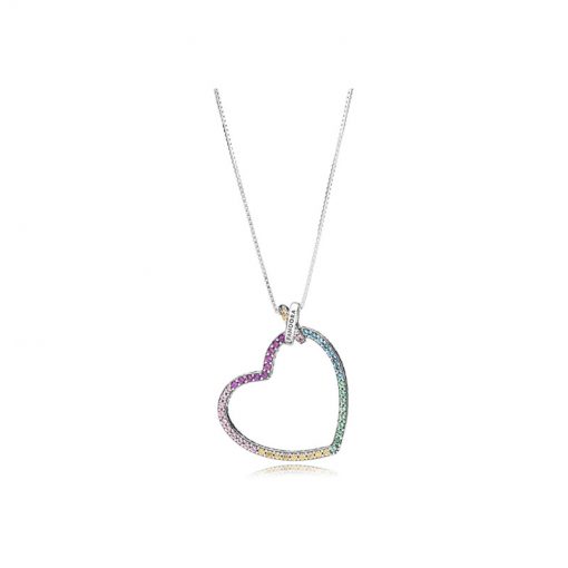 Pandora潘多拉 397070NRPMX 彩虹心形项链 Milti-colour Heart Necklace[Retired]