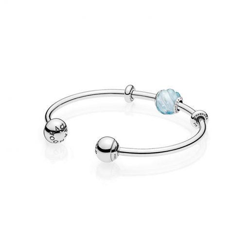 Pandora潘多拉 RAU0411 蓝色涟漪开口式手镯串 Blue Ripples Open Bangle Gift Set