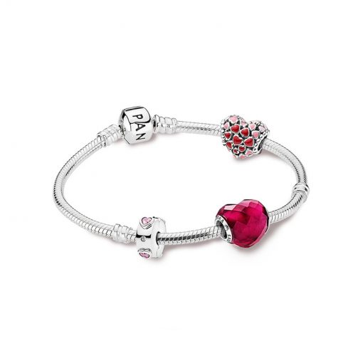 Pandora潘多拉 爱意萌动手链套装 Burst Explosion Shape of Love Set 含手链*1 串饰*3