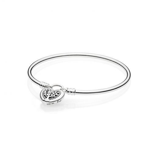 Pandora潘多拉 597101 心花怒放银手镯限量版 MOMENTS Sterling Silver Bangle with Tree of Love Clasp