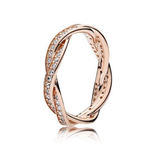 Pandora潘多拉 180892CZ 命运之轮戒指 Rose Braided Pavé Ring