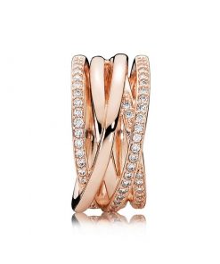 Alternative view of Pandora潘多拉 180919CZ 玫瑰金色交缠戒指 优雅高贵叠戴食指戒 Rose Entwined Ring