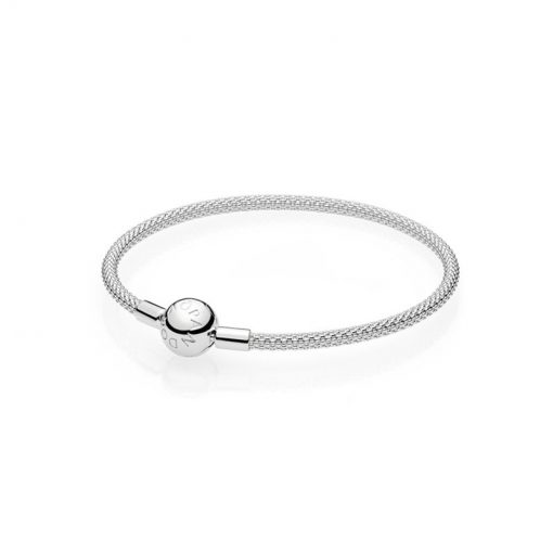 Pandora潘多拉 596543 银丝编织手链 MOMENTS Sterling Silver Mesh Bracelet