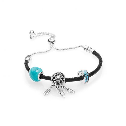 Pandora潘多拉 RAU0457 黑色皮革手链套装 Black Leather Bracelet Gift Set