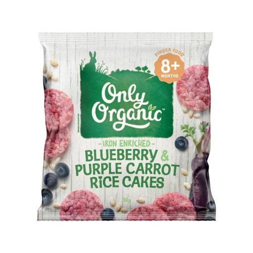 Only Organic 有机婴儿辅食8个月+ 蓝莓和紫色胡萝卜米饼 20克 富含铁