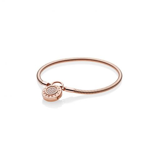 Pandora潘多拉 587757CZ Rose新经典锁扣手链 Rose MOMENTS Smooth Bracelet with PANDORA Signature Padlock Clasp