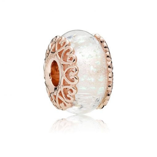 Pandora潘多拉 787576 幻彩白琉璃串饰 Rose Iridescent White Murano Glass Charm