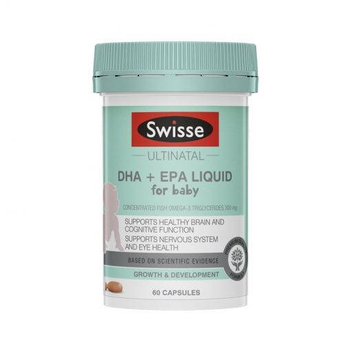 Swisse 婴幼儿鱼油软胶囊 60粒 补充DHA和EPA 支持脑部健康 促进视力 Ultinatal DHA + EPA Liquid for Baby