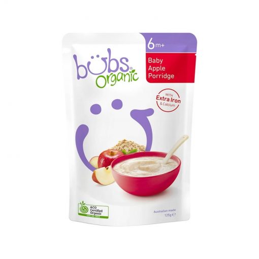 Bubs Organic 婴儿辅食 有机婴儿苹果燕麦粥 6个月+ 125克 富含铁+钙 Apple Porridge