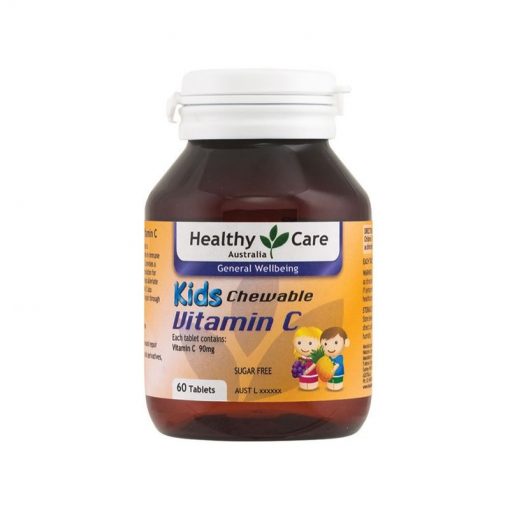 Healthy Care 儿童维C咀嚼片 60粒 2-12岁 支持免疫系统 减少感冒侵害 Kids Vitamin C